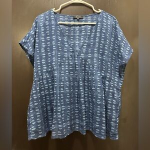 Madewell Blue Patterned Blouse NEVER WORN